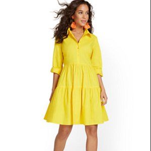 TIERED POPLIN SHIRTDRESS New